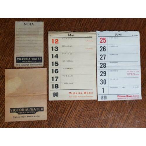Victoria-Water, enkele oude papiertjes 1924, 1939