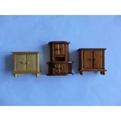 3 houten poppenhuis kasten/ kast meubels