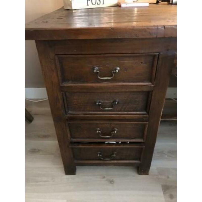 Teakenhouten bureau met stoel