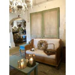 Grote antieke Franse deuren groen wit IL Fienile brocante