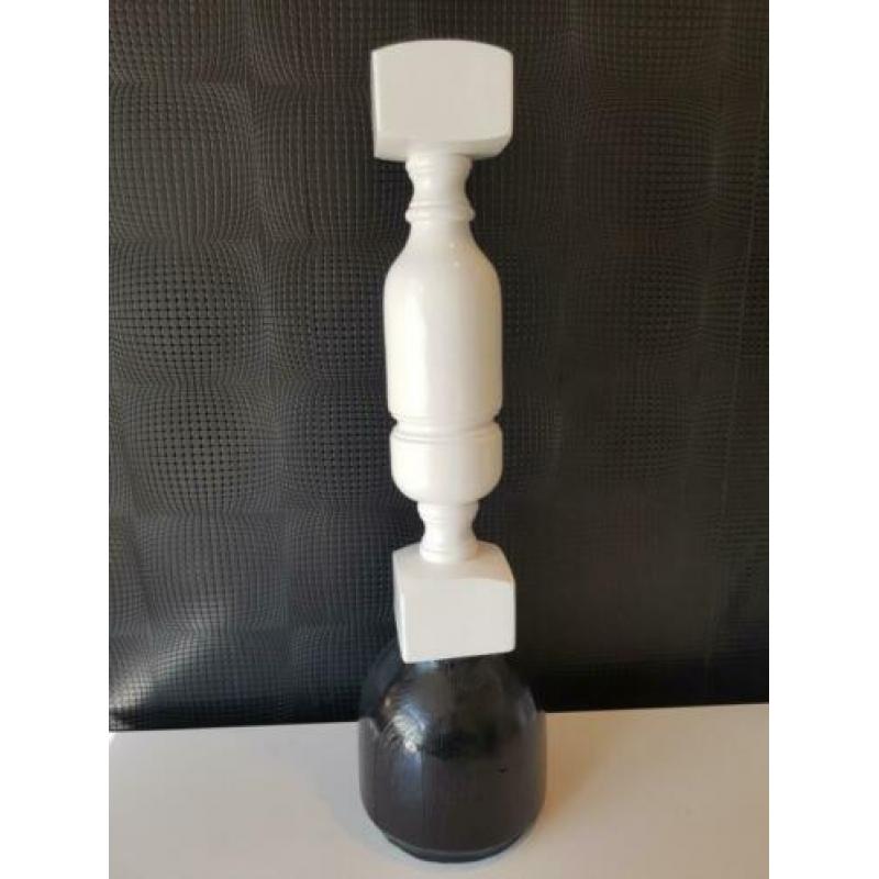 Hoge zware massief houten kandelaar 79cm !