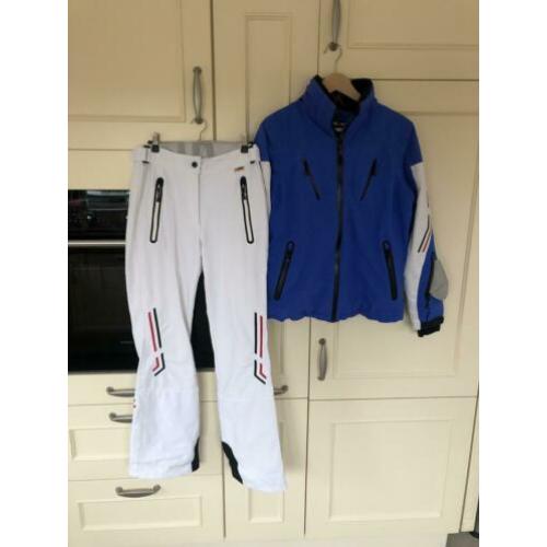 Maier sports ski pak blauw/wit mt 38