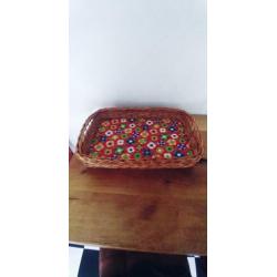 Retro /vintage dienblad /riet