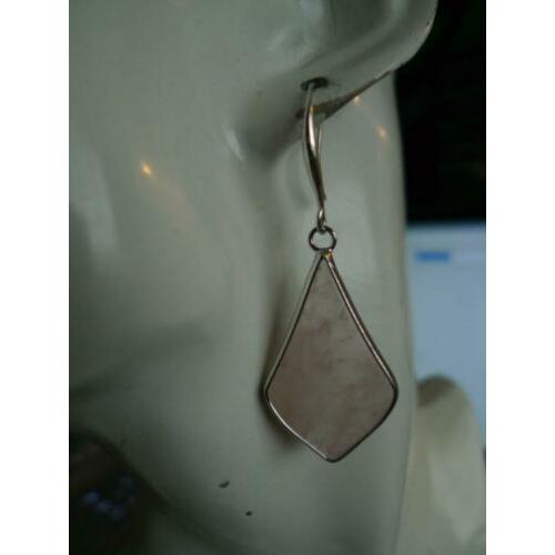 roze quartz oorbellen