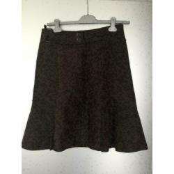 B1490 ARMA: bruin suede-leren rok rokje Maat 38=M
