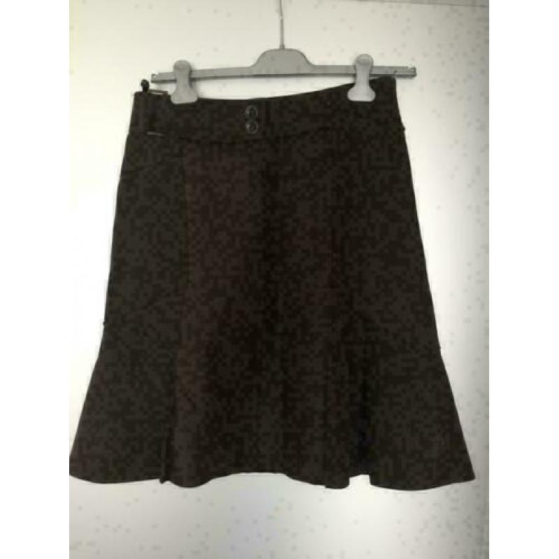 B1490 ARMA: bruin suede-leren rok rokje Maat 38=M