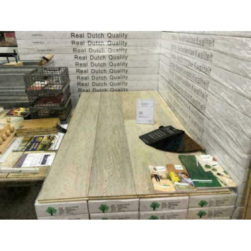 Eiken duo planken 19mm dik x 235mm breed gerookt wit geolied