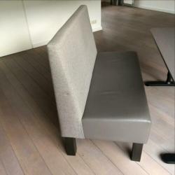 Eettafel bankje 120cm gedeeltelijk leer en stof, taupe
