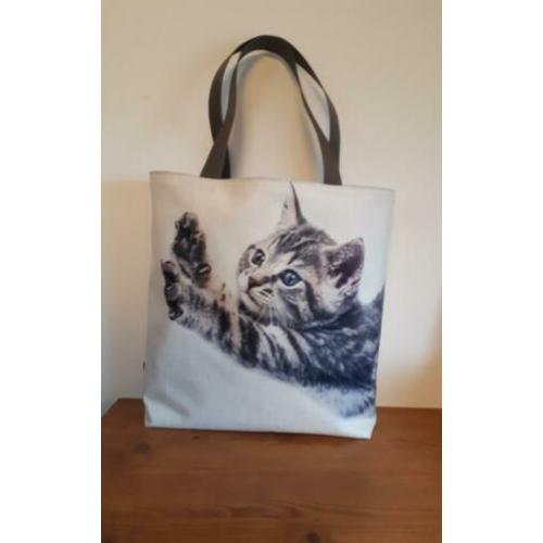 Nieuw: cypers katje,tijger katje tas/shopper by Kadodotje