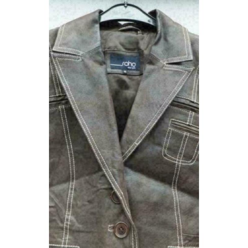 Soho sportieve bruin schuur lederen jas mt 40