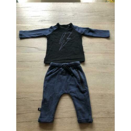 Noeser setje blauw / zwart maat 68. ZGN voor stoere kids