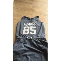 Gave jeansblauwe lange maxi jurk maat 134/140