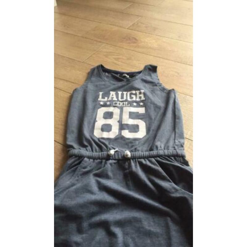Gave jeansblauwe lange maxi jurk maat 134/140