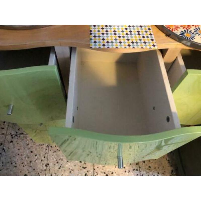 Ladenkastje, retro groen met 9 laden
