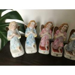 Brocante engelen met bladgoud op de vleugels