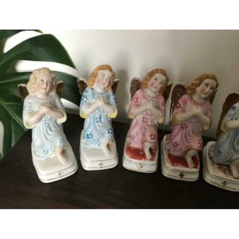 Brocante engelen met bladgoud op de vleugels