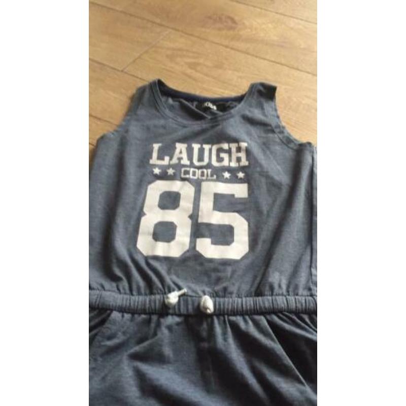 Gave jeansblauwe lange maxi jurk maat 134/140