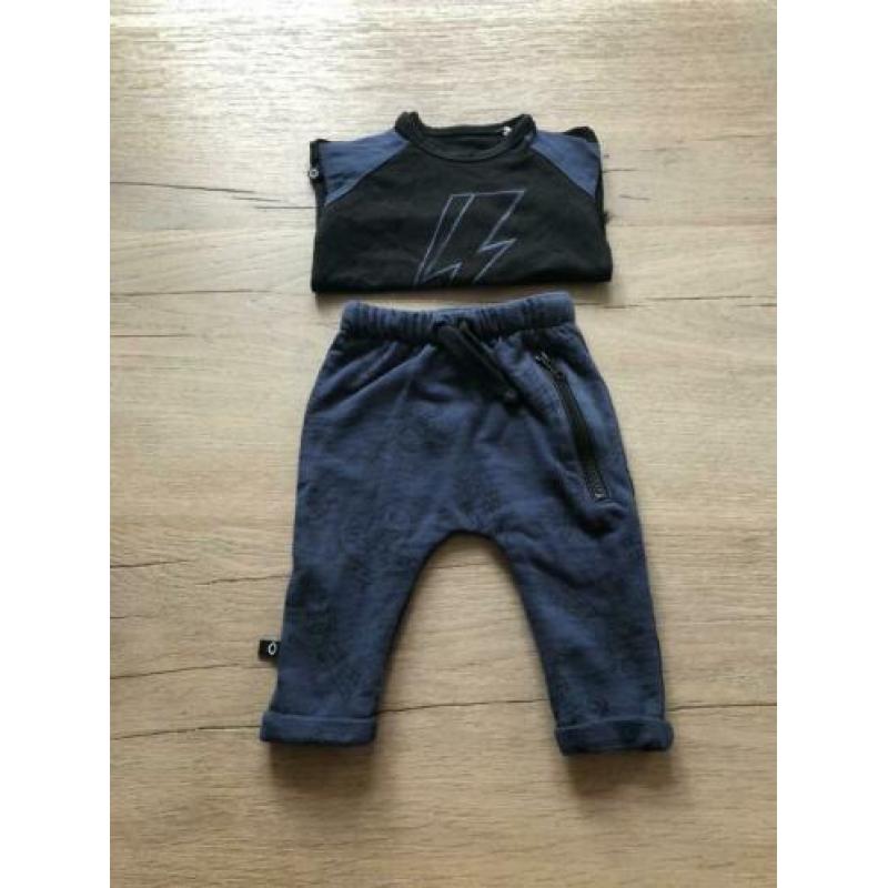 Noeser setje blauw / zwart maat 68. ZGN voor stoere kids