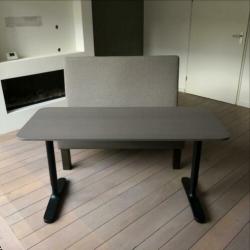 Eettafel bankje 120cm gedeeltelijk leer en stof, taupe