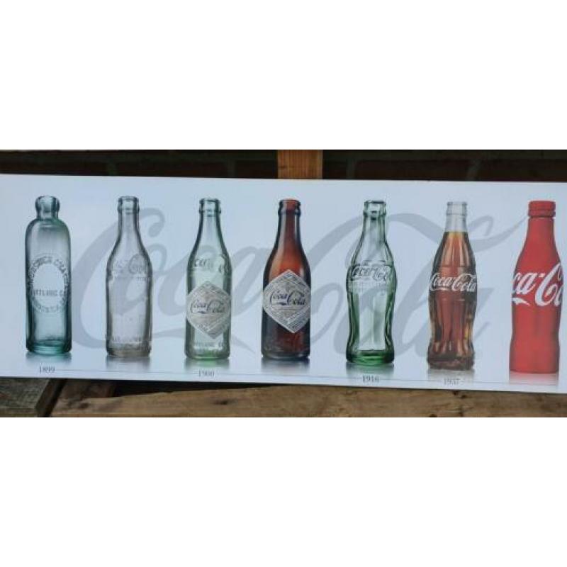 Coca cola,groot houten schilderij,fles met datums,zie foto's