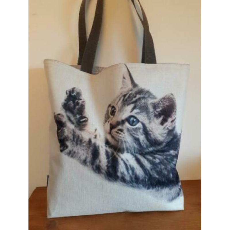 Nieuw: cypers katje,tijger katje tas/shopper by Kadodotje