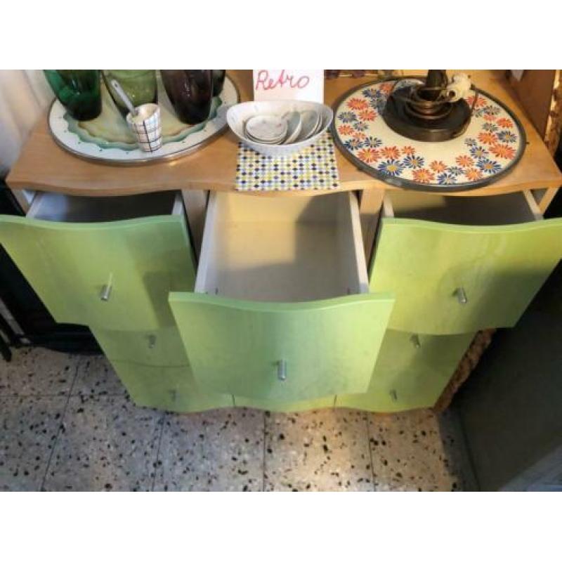 Ladenkastje, retro groen met 9 laden