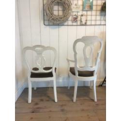 Brocante houten eetkamerstoel