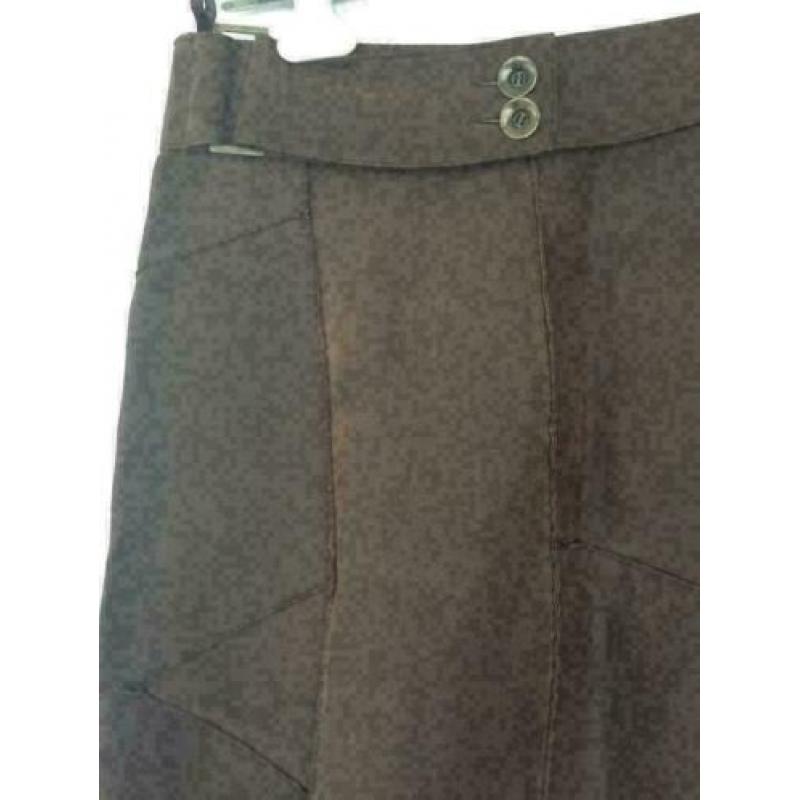 B1490 ARMA: bruin suede-leren rok rokje Maat 38=M