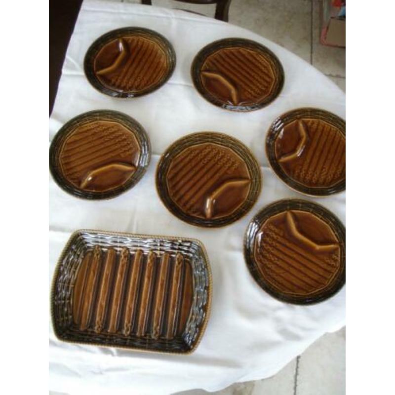 Frans asperge servies schaal sarrequemines 6 persoons