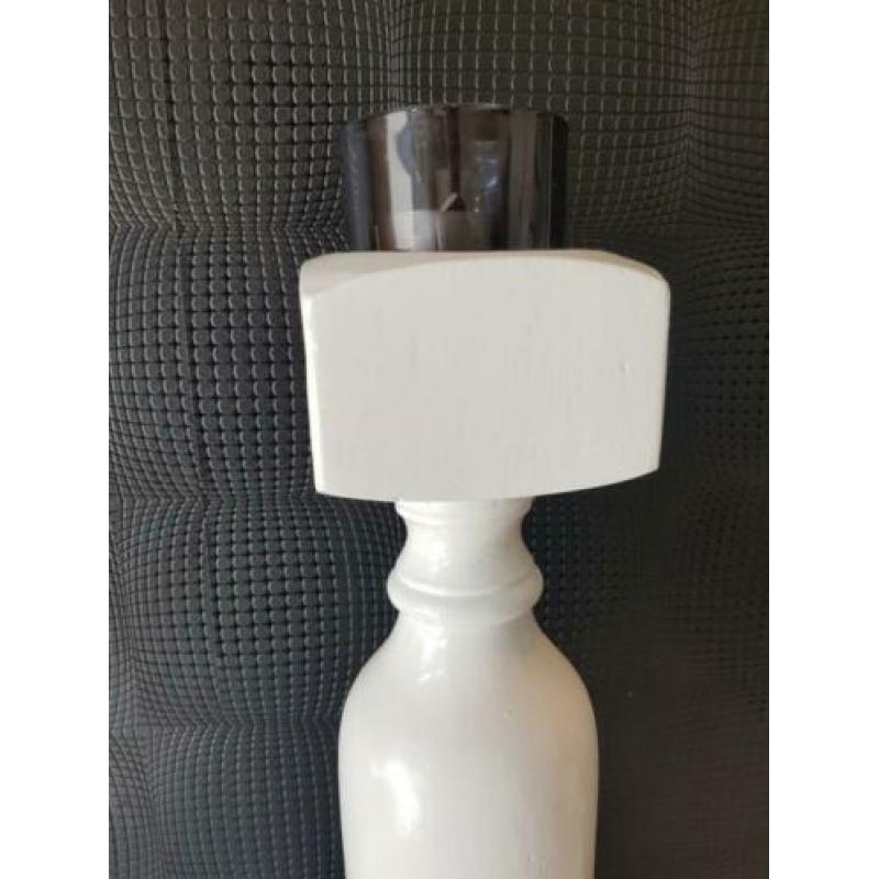 Hoge zware massief houten kandelaar 79cm !