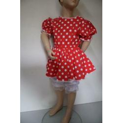 Verkleedkleren:Minnie Mouse jurk met broekje en oortjes 104