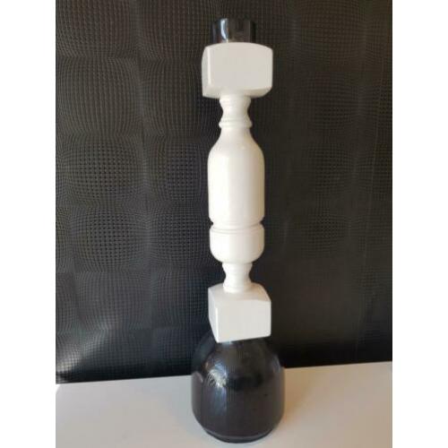 Hoge zware massief houten kandelaar 79cm !