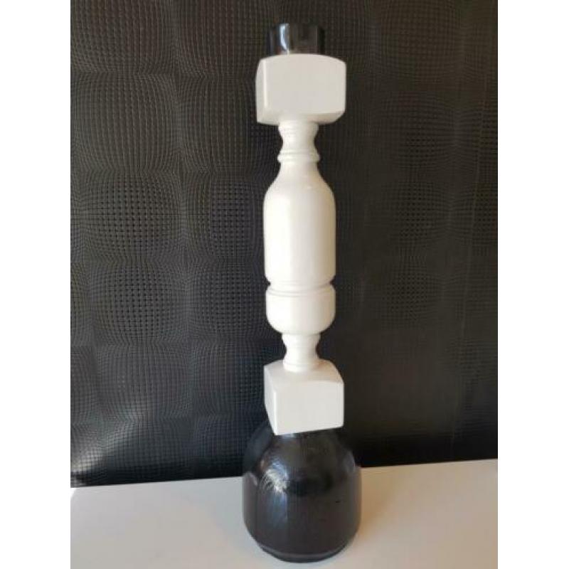 Hoge zware massief houten kandelaar 79cm !