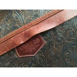 Charro envelop tas, bewerkt leer