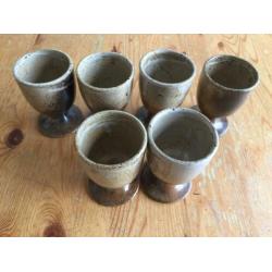 6 Retro Vintage Pottenbakker Bekers geglazuurd