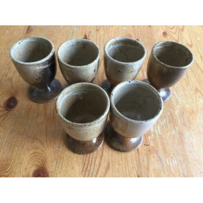 6 Retro Vintage Pottenbakker Bekers geglazuurd