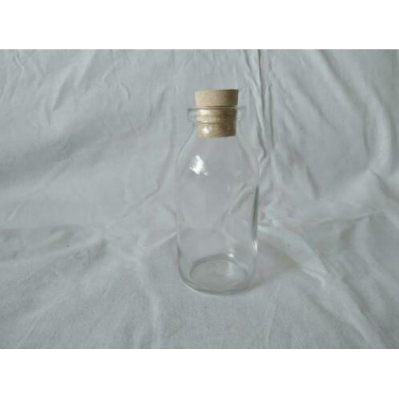 Mini glazen flesjes 10 cm met of zonder kurk p/st.