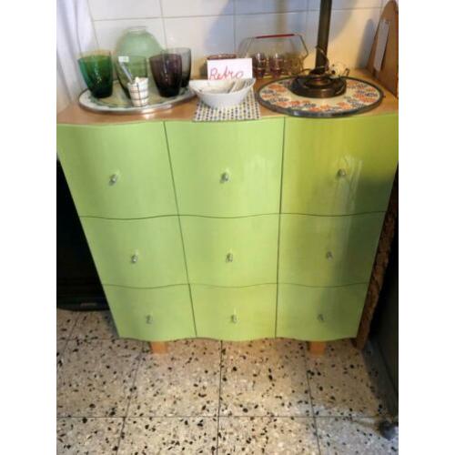 Ladenkastje, retro groen met 9 laden