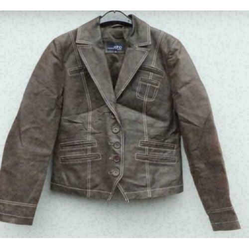 Soho sportieve bruin schuur lederen jas mt 40