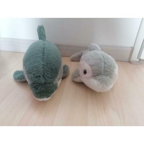 Set 2 pluchen dolfijnen knuffels pluche knuffeldier dolfijn