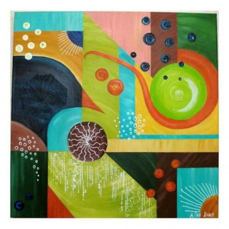 Nieuw handgeschilderd 3D acryl schilderij met leuke details