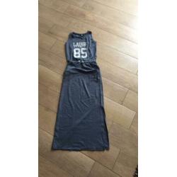 Gave jeansblauwe lange maxi jurk maat 134/140