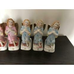 Brocante engelen met bladgoud op de vleugels