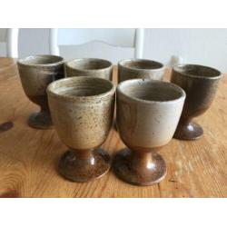 6 Retro Vintage Pottenbakker Bekers geglazuurd