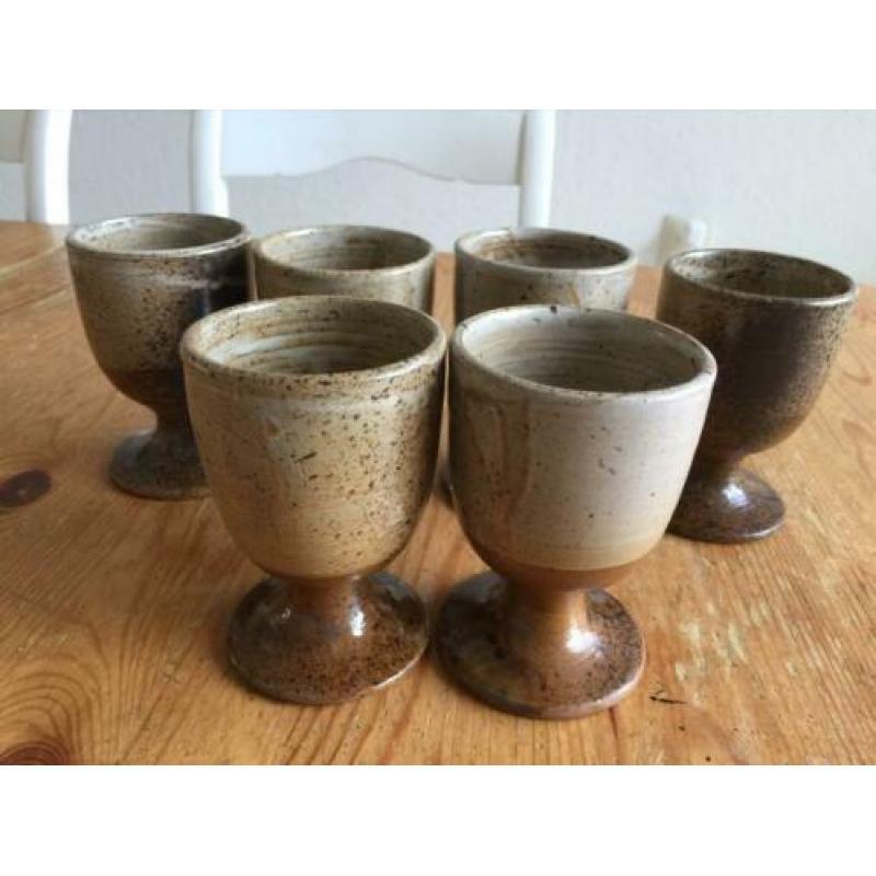 6 Retro Vintage Pottenbakker Bekers geglazuurd