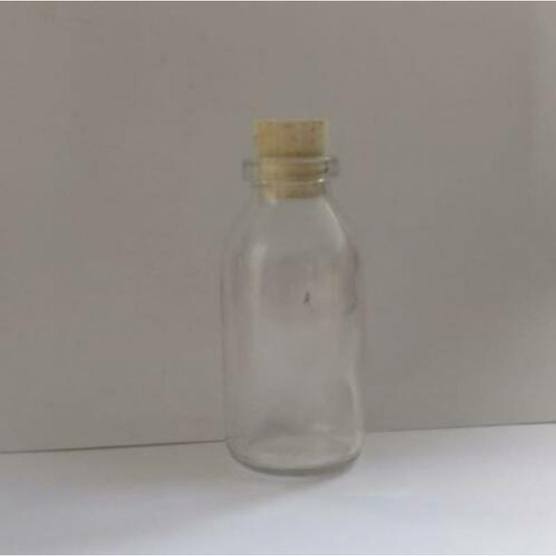 Mini glazen flesjes 10 cm met of zonder kurk p/st.