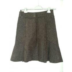 B1490 ARMA: bruin suede-leren rok rokje Maat 38=M