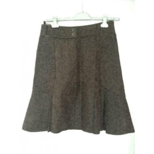 B1490 ARMA: bruin suede-leren rok rokje Maat 38=M