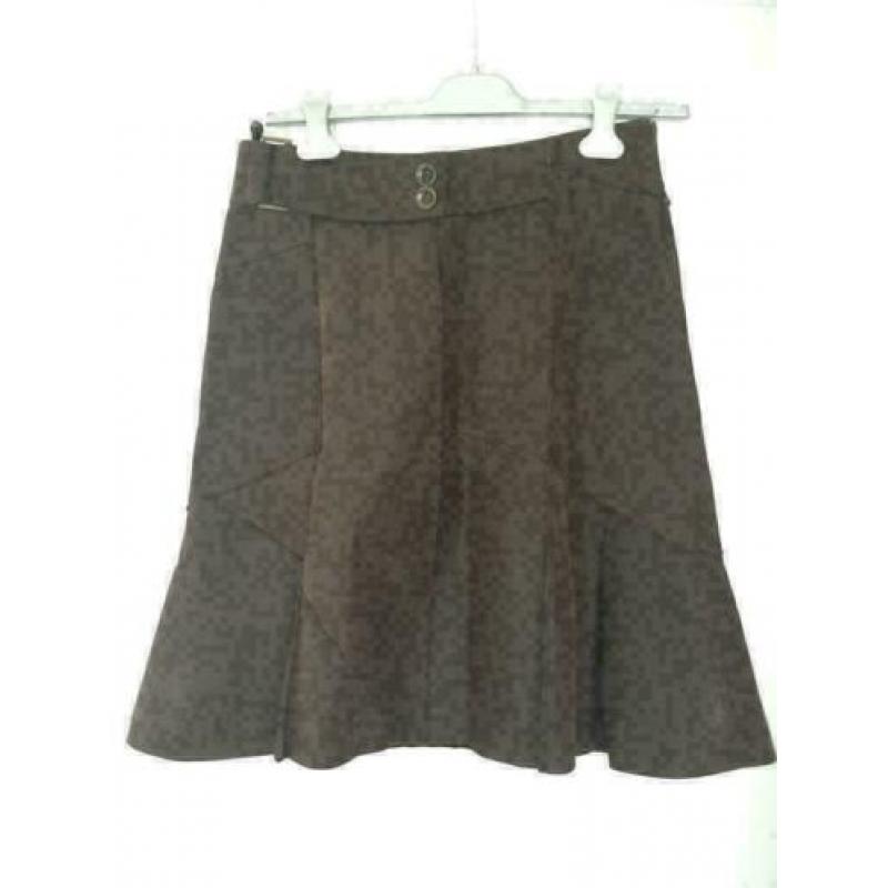 B1490 ARMA: bruin suede-leren rok rokje Maat 38=M