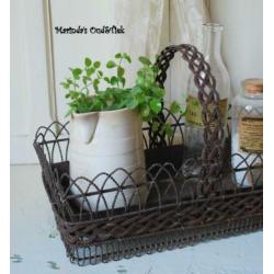 brocante oud Frans draad mandje met hengsel ( Fill de Fer )